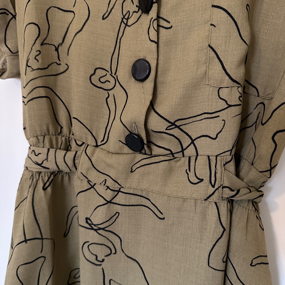 Olive Khaki shirt with Abstract Dancer Print
